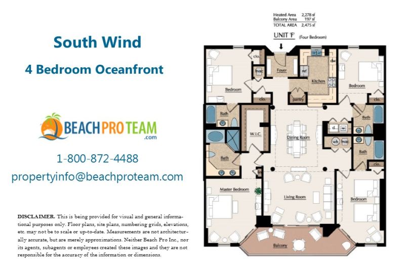 South Wind Floor Plan F - 4 Bedroom Oceanfront